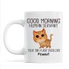 Watercolor Cute Cats Walking Good Morning Cat Human Servant Personalized Mug Watercolor Cute Cats Walking Good Morning Cat Human Servant Personalized Mug