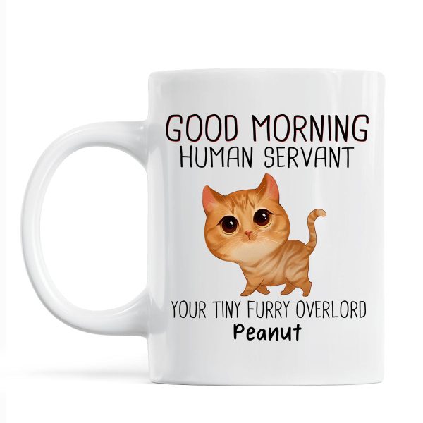 Watercolor Cute Cats Walking Good Morning Cat Human Servant Personalized Mug Watercolor Cute Cats Walking Good Morning Cat Human Servant Personalized Mug