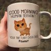 Watercolor Cute Cats Walking Good Morning Cat Human Servant Personalized Mug Watercolor Cute Cats Walking Good Morning Cat Human Servant Personalized Mug