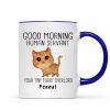 Watercolor Cute Cats Walking Good Morning Cat Human Servant Personalized Mug Watercolor Cute Cats Walking Good Morning Cat Human Servant Personalized Mug