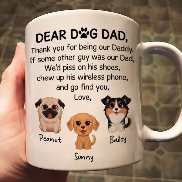 Watercolor Cute Dogs Dear Dog Dad Gift Personalized Mug Watercolor Cute Dogs Dear Dog Dad Gift Personalized Mug