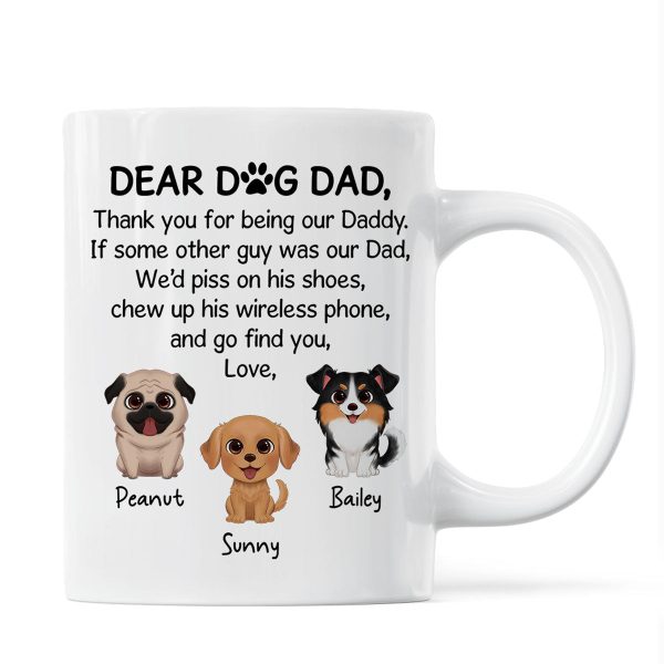 Watercolor Cute Dogs Dear Dog Dad Gift Personalized Mug Watercolor Cute Dogs Dear Dog Dad Gift Personalized Mug