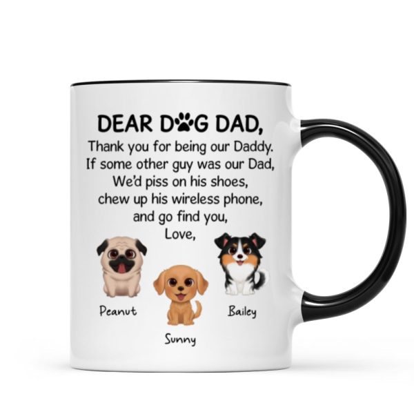 Watercolor Cute Dogs Dear Dog Dad Gift Personalized Mug Watercolor Cute Dogs Dear Dog Dad Gift Personalized Mug
