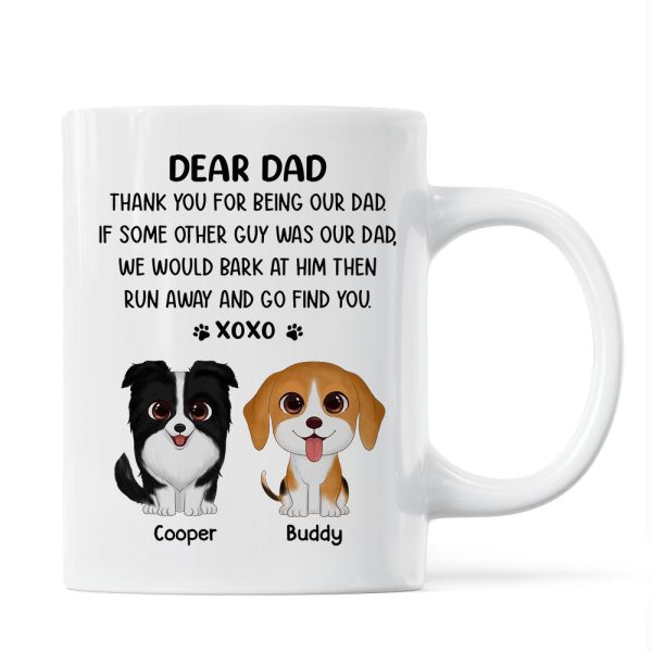 Watercolor Cute Dogs Dear Dog Dad Thank You XOXO Personalized Mug Watercolor Cute Dogs Dear Dog Dad Thank You XOXO Personalized Mug