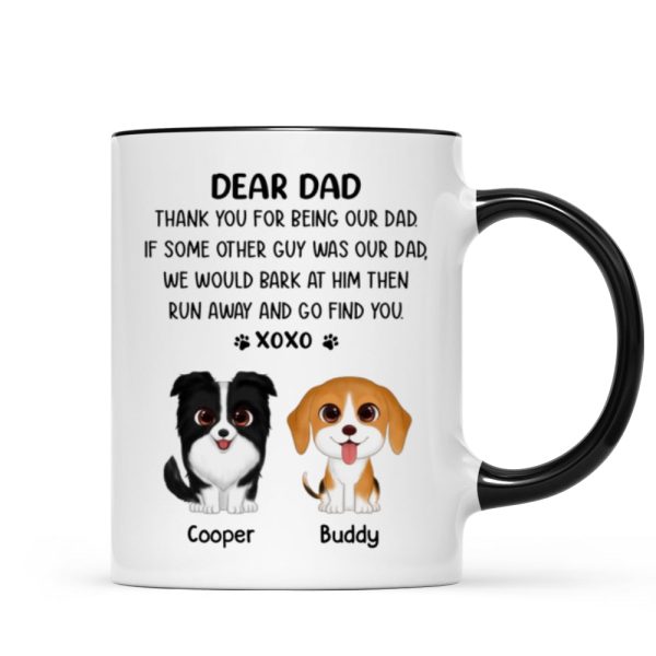 Watercolor Cute Dogs Dear Dog Dad Thank You XOXO Personalized Mug Watercolor Cute Dogs Dear Dog Dad Thank You XOXO Personalized Mug