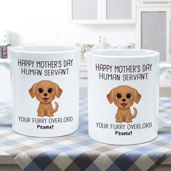 Watercolor Cute Dogs Happy Mother's Day Human Servant Personalized Mug, Gift For Dog Mom, Dog Lovers Watercolor Cute Dogs Happy Mother's Day Human Servant Personalized Mug, Gift For Dog Mom, Dog Lovers