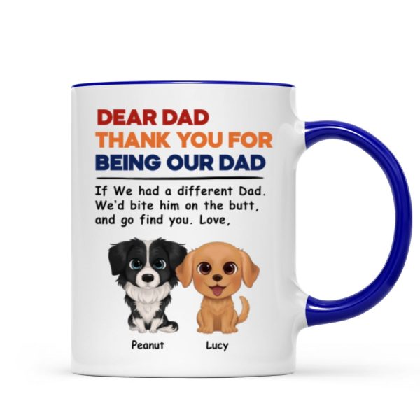 Watercolor Cute Dogs Retro Thanks For Being Our Dad Personalized Mug Watercolor Cute Dogs Retro Thanks For Being Our Dad Personalized Mug