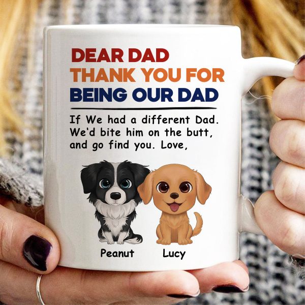 Watercolor Cute Dogs Retro Thanks For Being Our Dad Personalized Mug Watercolor Cute Dogs Retro Thanks For Being Our Dad Personalized Mug