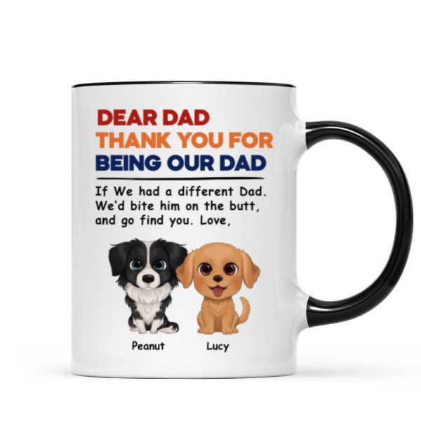 Watercolor Cute Dogs Retro Thanks For Being Our Dad Personalized Mug Watercolor Cute Dogs Retro Thanks For Being Our Dad Personalized Mug