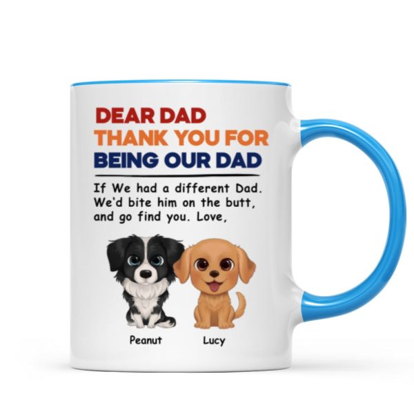 Watercolor Cute Dogs Retro Thanks For Being Our Dad Personalized Mug Watercolor Cute Dogs Retro Thanks For Being Our Dad Personalized Mug
