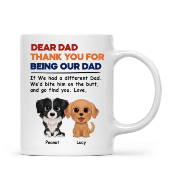 Watercolor Cute Dogs Retro Thanks For Being Our Dad Personalized Mug Watercolor Cute Dogs Retro Thanks For Being Our Dad Personalized Mug