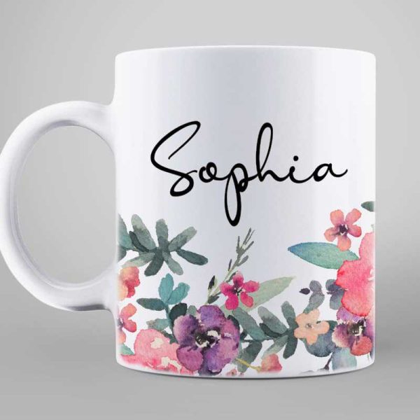 Watercolor Flower Name Gift For Her Gift For Woman Personalized Coffee Mug