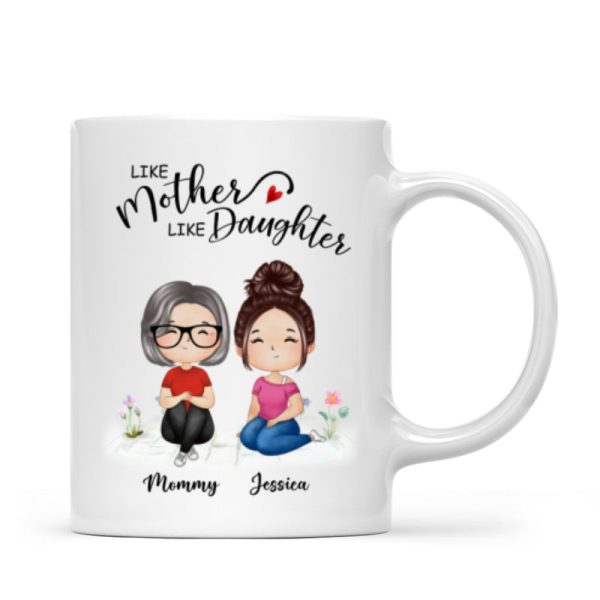 Watercolor Style Women Sitting Like Mother Like Daughters Gift For Mom Daughters Personalized Mug Watercolor Style Women Sitting Like Mother Like Daughters Gift For Mom Daughters Personalized Mug