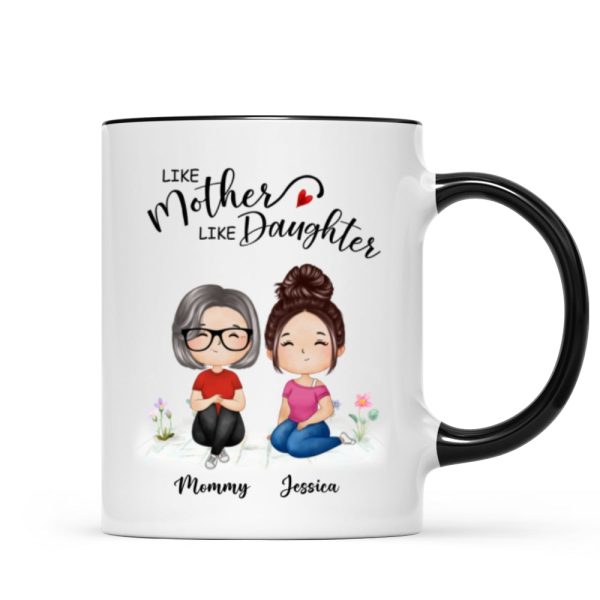 Watercolor Style Women Sitting Like Mother Like Daughters Gift For Mom Daughters Personalized Mug Watercolor Style Women Sitting Like Mother Like Daughters Gift For Mom Daughters Personalized Mug