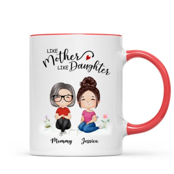 Watercolor Style Women Sitting Like Mother Like Daughters Gift For Mom Daughters Personalized Mug Watercolor Style Women Sitting Like Mother Like Daughters Gift For Mom Daughters Personalized Mug
