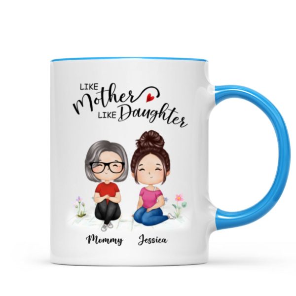 Watercolor Style Women Sitting Like Mother Like Daughters Gift For Mom Daughters Personalized Mug Watercolor Style Women Sitting Like Mother Like Daughters Gift For Mom Daughters Personalized Mug