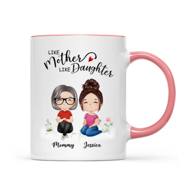 Watercolor Style Women Sitting Like Mother Like Daughters Gift For Mom Daughters Personalized Mug Watercolor Style Women Sitting Like Mother Like Daughters Gift For Mom Daughters Personalized Mug