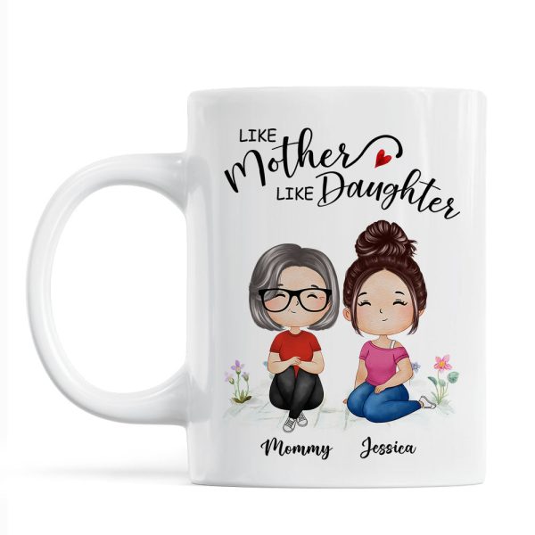 Watercolor Style Women Sitting Like Mother Like Daughters Gift For Mom Daughters Personalized Mug Watercolor Style Women Sitting Like Mother Like Daughters Gift For Mom Daughters Personalized Mug
