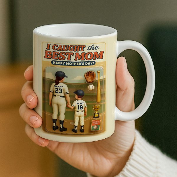 We Caught the Best Mom Baseball Custom Figure Personalized Mug, Gift for Mom, Gift for Wife We Caught the Best Mom Baseball Custom Figure Personalized Mug, Gift for Mom, Gift for Wife