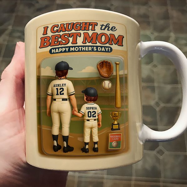 We Caught the Best Mom Baseball Custom Figure Personalized Mug, Gift for Mom, Gift for Wife We Caught the Best Mom Baseball Custom Figure Personalized Mug, Gift for Mom, Gift for Wife
