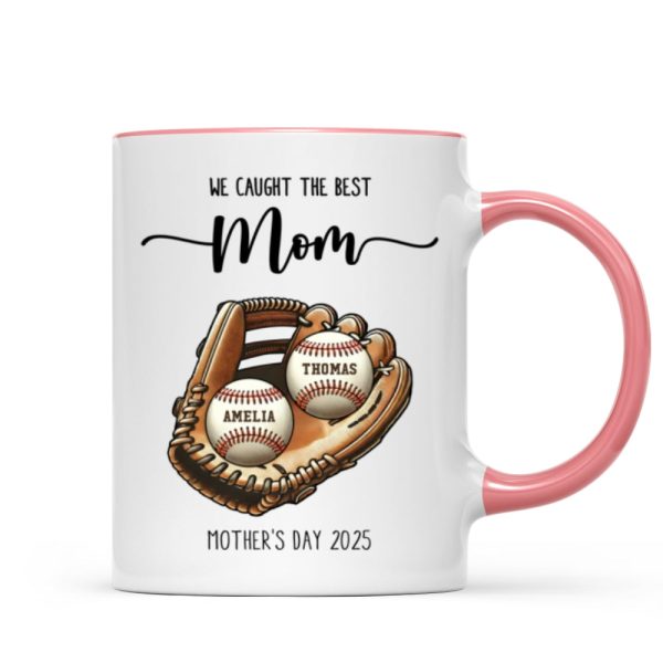 We Caught The Best Mom Baseball, Softball Personalized Mug, Custom Kid's Name, Mother's Day, Gift For Wife, Gift For Mom We Caught The Best Mom Baseball, Softball Personalized Mug, Custom Kid's Name, Mother's Day, Gift For Wife, Gift For Mom