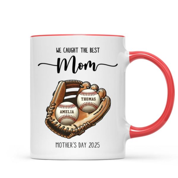 We Caught The Best Mom Baseball, Softball Personalized Mug, Custom Kid's Name, Mother's Day, Gift For Wife, Gift For Mom We Caught The Best Mom Baseball, Softball Personalized Mug, Custom Kid's Name, Mother's Day, Gift For Wife, Gift For Mom