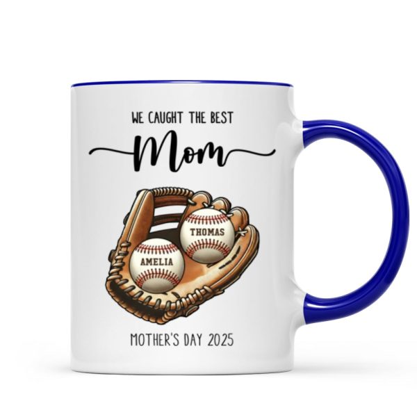 We Caught The Best Mom Baseball, Softball Personalized Mug, Custom Kid's Name, Mother's Day, Gift For Wife, Gift For Mom We Caught The Best Mom Baseball, Softball Personalized Mug, Custom Kid's Name, Mother's Day, Gift For Wife, Gift For Mom