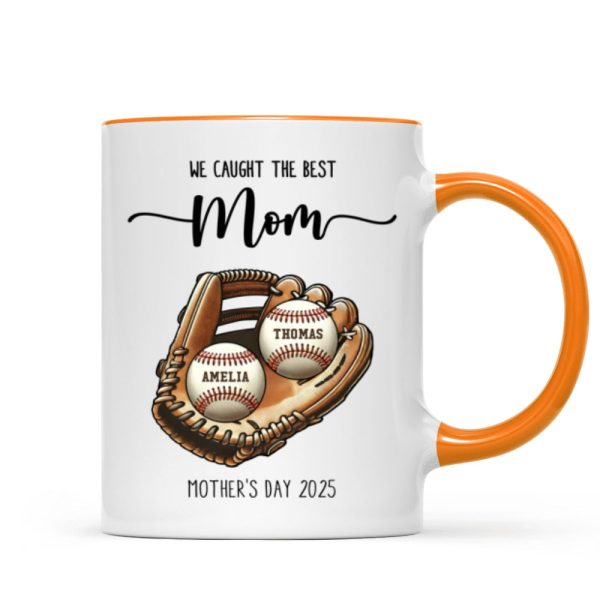 We Caught The Best Mom Baseball, Softball Personalized Mug, Custom Kid's Name, Mother's Day, Gift For Wife, Gift For Mom We Caught The Best Mom Baseball, Softball Personalized Mug, Custom Kid's Name, Mother's Day, Gift For Wife, Gift For Mom