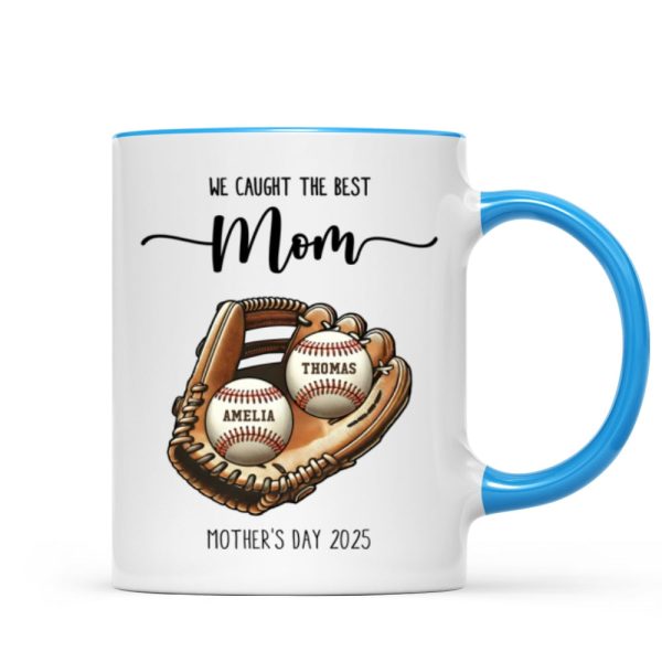 We Caught The Best Mom Baseball, Softball Personalized Mug, Custom Kid's Name, Mother's Day, Gift For Wife, Gift For Mom We Caught The Best Mom Baseball, Softball Personalized Mug, Custom Kid's Name, Mother's Day, Gift For Wife, Gift For Mom