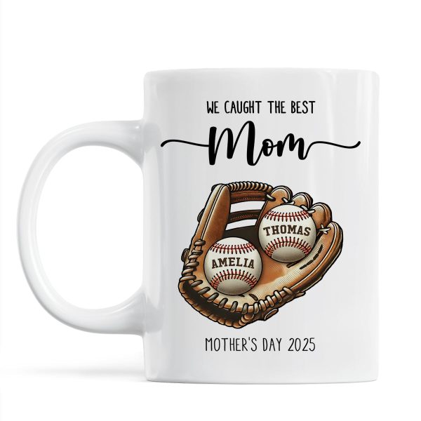 We Caught The Best Mom Baseball, Softball Personalized Mug, Custom Kid's Name, Mother's Day, Gift For Wife, Gift For Mom We Caught The Best Mom Baseball, Softball Personalized Mug, Custom Kid's Name, Mother's Day, Gift For Wife, Gift For Mom