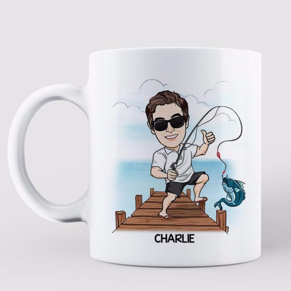 We Hooked The Best Dad Grandpa Caricature Fishing Personalized Mug We Hooked The Best Dad Grandpa Caricature Fishing Personalized Mug
