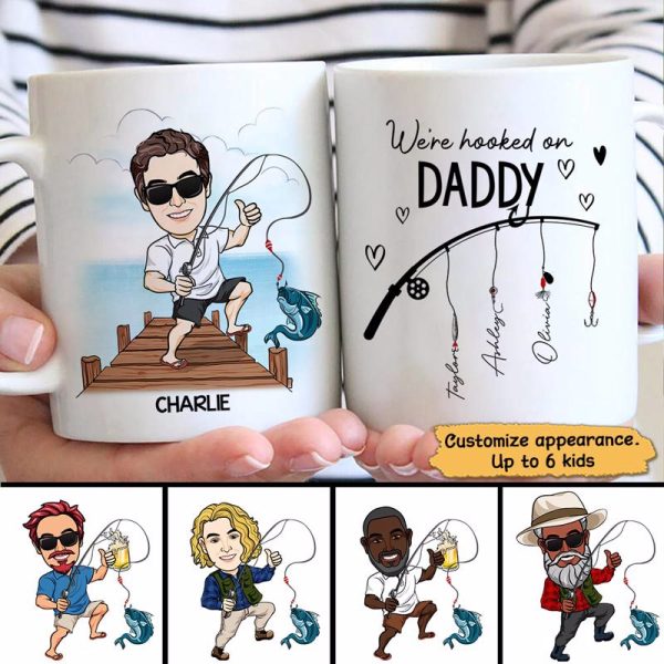 We Hooked The Best Dad Grandpa Caricature Fishing Personalized Mug We Hooked The Best Dad Grandpa Caricature Fishing Personalized Mug