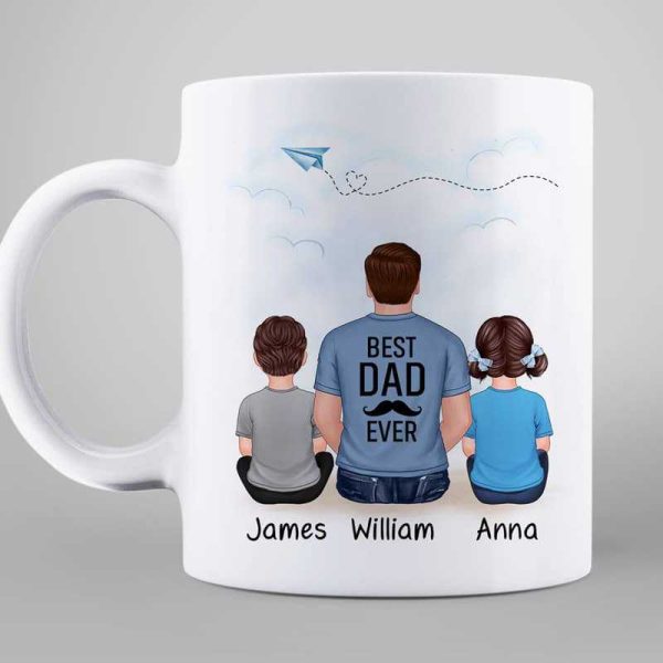 We Love You Dad & Children Back View Personalized Mug We Love You Dad & Children Back View Personalized Mug