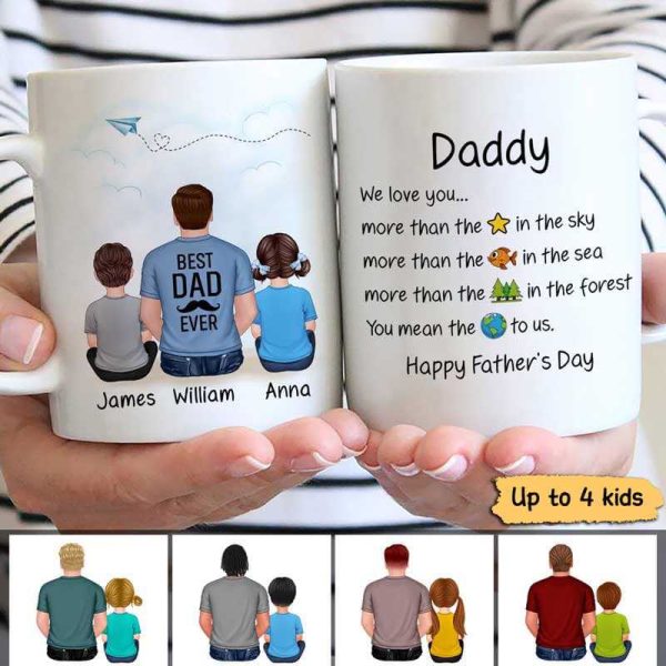 We Love You Dad & Children Back View Personalized Mug We Love You Dad & Children Back View Personalized Mug