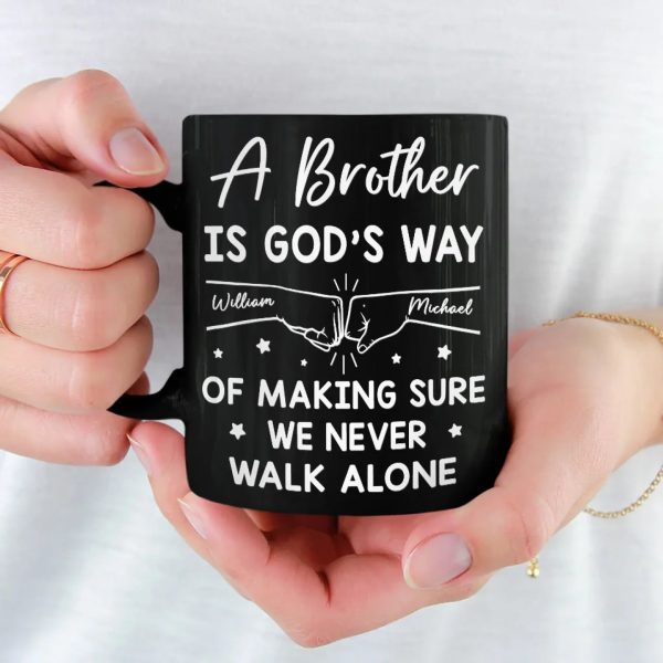 We Never Walk Alone - Family Personalized Custom Black Mug - Gift For Family Members We Never Walk Alone - Family Personalized Custom Black Mug - Gift For Family Members