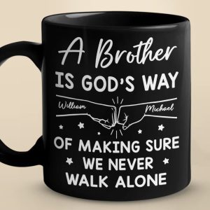 We Never Walk Alone - Family Personalized Custom Black Mug - Gift For Family Members