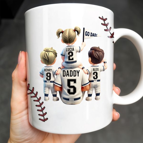 We Scored A Home Run When We Got You As Our Dad, Baseball Stitches And Uniforms - Personalized Custom Coffee Mug - DAD140_MG We Scored A Home Run When We Got You As Our Dad, Baseball Stitches And Uniforms - Personalized Custom Coffee Mug - DAD140_MG