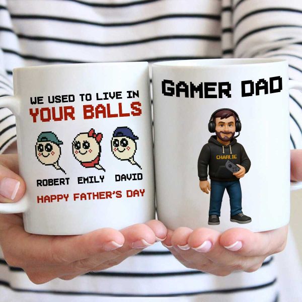 We Used to Live in Your Balls Pixel Gamer Dad Personalized Mug, Father's Day Gift for Gamer Dad We Used to Live in Your Balls Pixel Gamer Dad Personalized Mug, Father's Day Gift for Gamer Dad