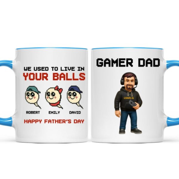 We Used to Live in Your Balls Pixel Gamer Dad Personalized Mug, Father's Day Gift for Gamer Dad We Used to Live in Your Balls Pixel Gamer Dad Personalized Mug, Father's Day Gift for Gamer Dad
