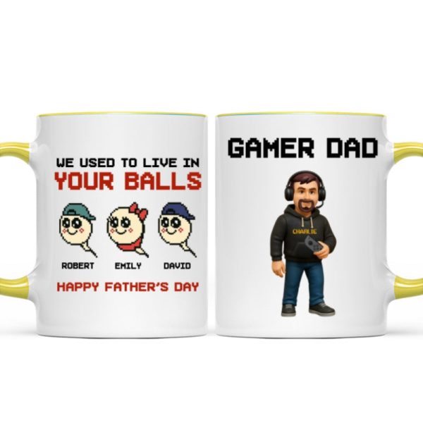 We Used to Live in Your Balls Pixel Gamer Dad Personalized Mug, Father's Day Gift for Gamer Dad We Used to Live in Your Balls Pixel Gamer Dad Personalized Mug, Father's Day Gift for Gamer Dad