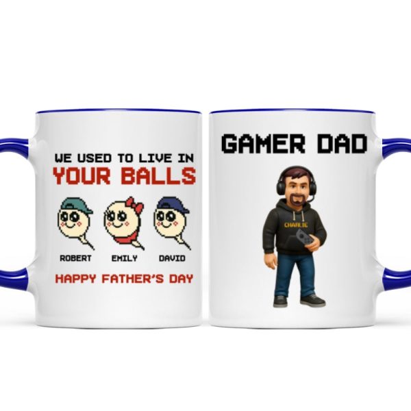 We Used to Live in Your Balls Pixel Gamer Dad Personalized Mug, Father's Day Gift for Gamer Dad We Used to Live in Your Balls Pixel Gamer Dad Personalized Mug, Father's Day Gift for Gamer Dad