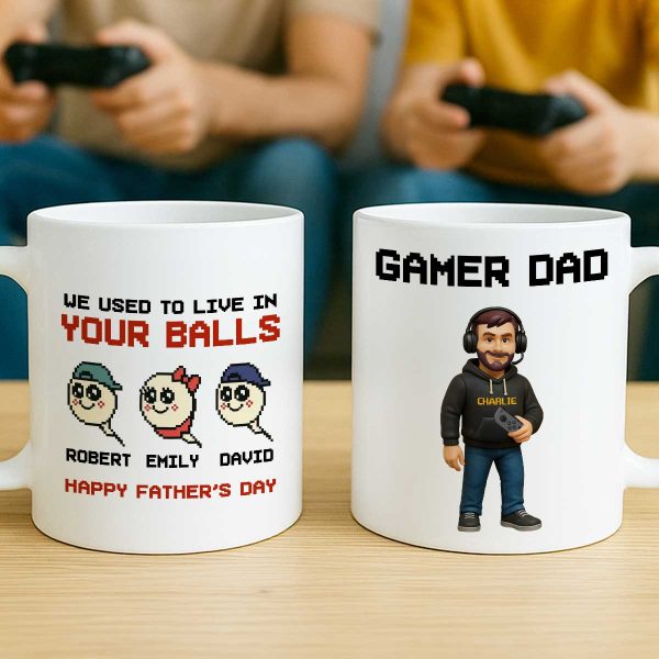 We Used to Live in Your Balls Pixel Gamer Dad Personalized Mug, Father's Day Gift for Gamer Dad We Used to Live in Your Balls Pixel Gamer Dad Personalized Mug, Father's Day Gift for Gamer Dad