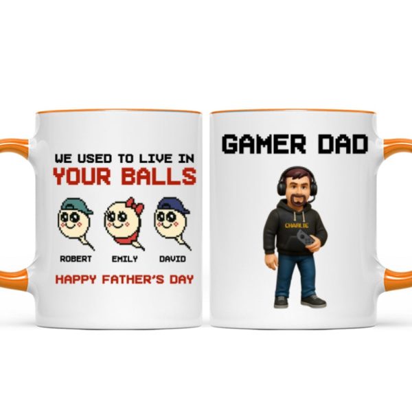 We Used to Live in Your Balls Pixel Gamer Dad Personalized Mug, Father's Day Gift for Gamer Dad We Used to Live in Your Balls Pixel Gamer Dad Personalized Mug, Father's Day Gift for Gamer Dad