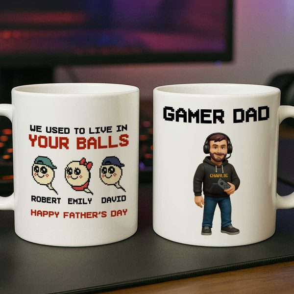 We Used to Live in Your Balls Pixel Gamer Dad Personalized Mug, Father's Day Gift for Gamer Dad We Used to Live in Your Balls Pixel Gamer Dad Personalized Mug, Father's Day Gift for Gamer Dad