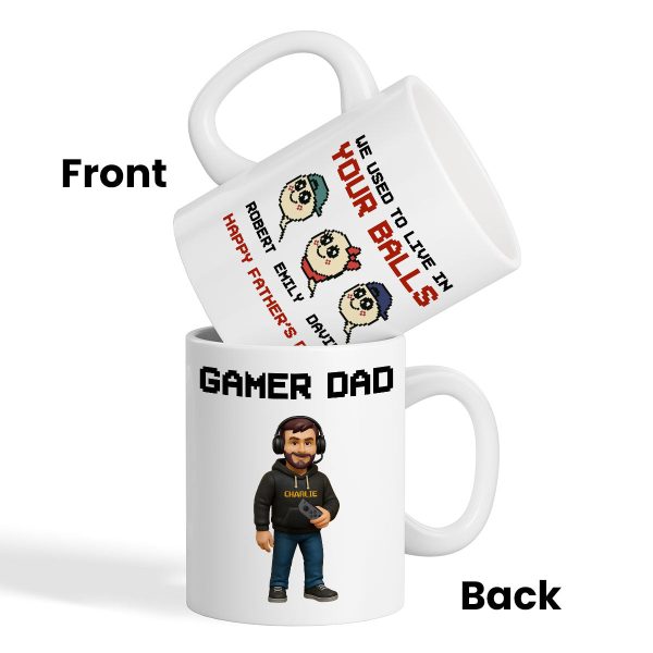 We Used to Live in Your Balls Pixel Gamer Dad Personalized Mug, Father's Day Gift for Gamer Dad We Used to Live in Your Balls Pixel Gamer Dad Personalized Mug, Father's Day Gift for Gamer Dad