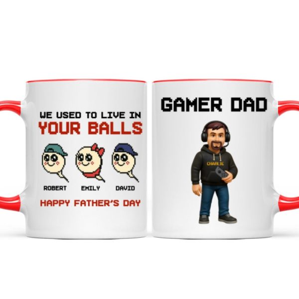 We Used to Live in Your Balls Pixel Gamer Dad Personalized Mug, Father's Day Gift for Gamer Dad We Used to Live in Your Balls Pixel Gamer Dad Personalized Mug, Father's Day Gift for Gamer Dad
