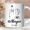 Wedding Ring Finger Mrs Personalized Mug, Married Engaged Gift For Women With Custom Name Wedding Ring Finger Mrs Personalized Mug, Married Engaged Gift For Women With Custom Name