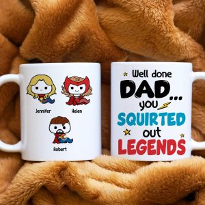 Well Done Dad, Gift For Dad, Personalized Mug, Super Sperm Kids Coffee Mug 04HUHN100423