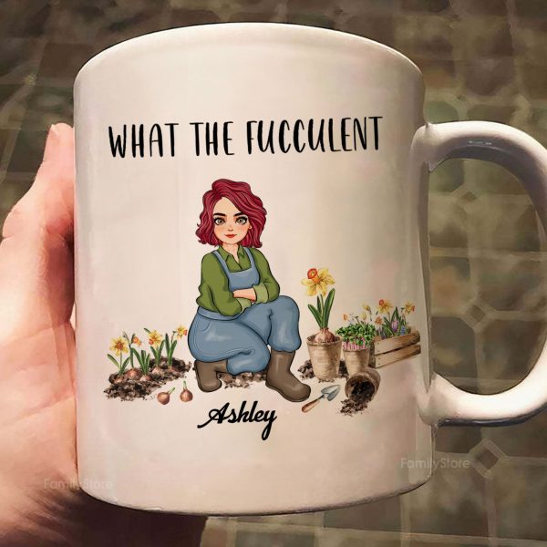 What The Fucculent - Personalized White Ceramic Mug - Gift For Mom, Grandma, Bestie, Sister, Plant Lovers | GR17 NA94 What The Fucculent - Personalized White Ceramic Mug - Gift For Mom, Grandma, Bestie, Sister, Plant Lovers | GR17 NA94