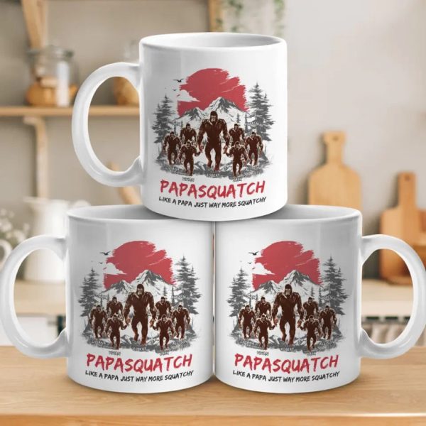 When The Moon Shines, Bigfoot Papa Rises - Family Personalized Custom Mug - Gift For Dad, Grandpa When The Moon Shines, Bigfoot Papa Rises - Family Personalized Custom Mug - Gift For Dad, Grandpa